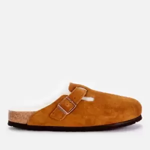 Image of Birkenstock Womens Boston Slim Fit Shearling Mules - Mink - UK 7.5