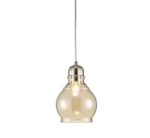 Image of Ariel Small Dome Ceiling Pendant E27 Polished Chrome, Cognac Glass