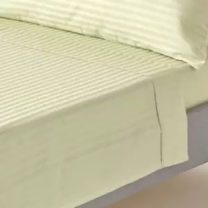 Image of Sage Green Egyptian Cotton Satin Stripe Flat Sheet 330 Thread Count, King - Sage Green - Sage Green - Homescapes