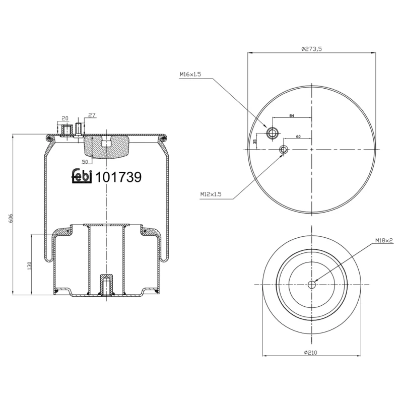 Image of FEBI BILSTEIN 101739 Boot, air suspension Rear Axle Boot,air suspension (324)