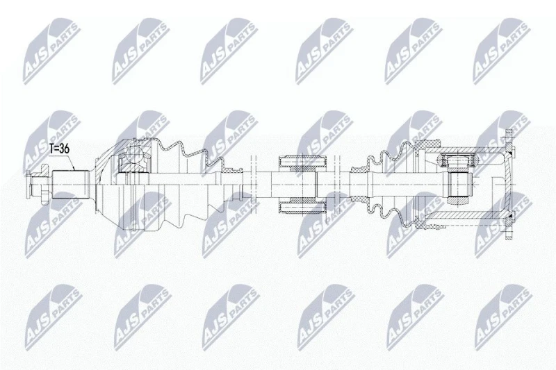 Image of NTY NPW-WW-230 Drive shaft 6-Speed Manual Transmission, Front Axle Right Drive Shaft (13)