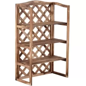 image of 3-Tier Wooden Flower Stand Plant Holder Shelf Display Rack Pots Storage Outdoor Indoor 75 x 38 x 120cm - Outsunny