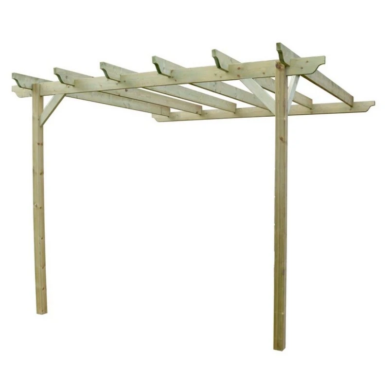 Image of Rutland County Garden Furniture Ltd Wall Mounted Garden Pergola, Wood, L420 x W420 x H270cm - Light Green Light Green Unisex