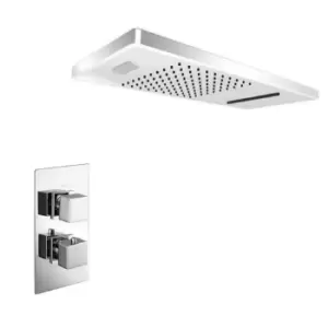 Image of Concealed Thermostatic Mixer Shower with Ceiling Rainfall Overhead - Cube