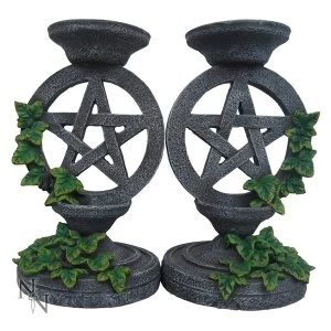 image of Aged Pentagram Scented Candlesticks 13.4cm