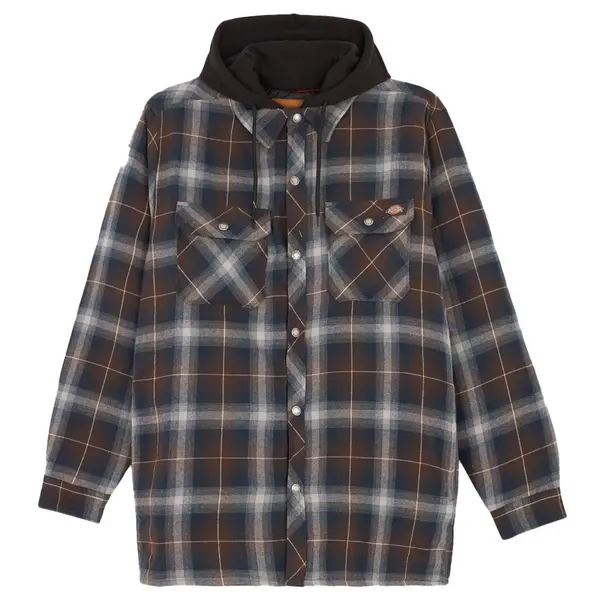 Image of Dickies Mens Fleece Hooded Flannel Shirt Overshirt Jacket M - Chest 38-40'