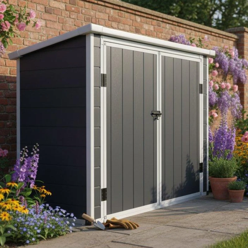 Image of Store More Jasmine Plastic Storage Unit with Foundation Kit Grey unisex 6x3ft