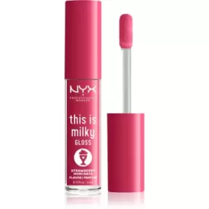 image of NYX Professional Makeup This is Milky Gloss Milkshakes Hydrating Lip Gloss with Fragrance Shade 10 Strawberry Horchata 4 ml