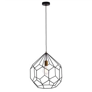 Image of 1 Light Pendant Matt Black, Satin Gold Paint, E27
