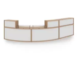 image of Denver extra large curved complete reception unit - beech with white panels