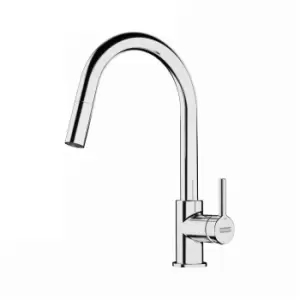 image of Franke Lina Chrome-Plated Kitchen Side Lever Pull Out Tap