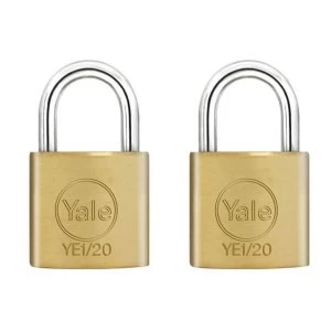 image of Yale 20mm Brass Padlocks - Pack of 2