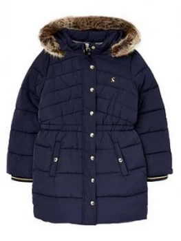 Image of Joules Girls Hartwell Long Padded Coat - Navy, Size 8 Years, Women