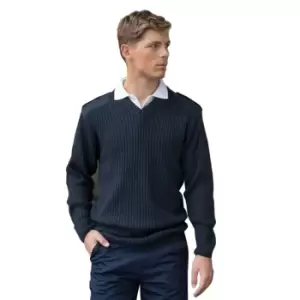 Image of PRO RTX Mens Pro Acrylic Security V Neck Sweater (4XL) (Navy)
