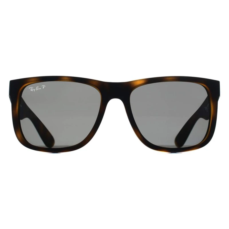 Image of Ray-Ban Ray-Ban Rectangle Matte Havana Dark Grey Polarized RB4165 Justin in Brown Brown One Size Unisex 8056262094334