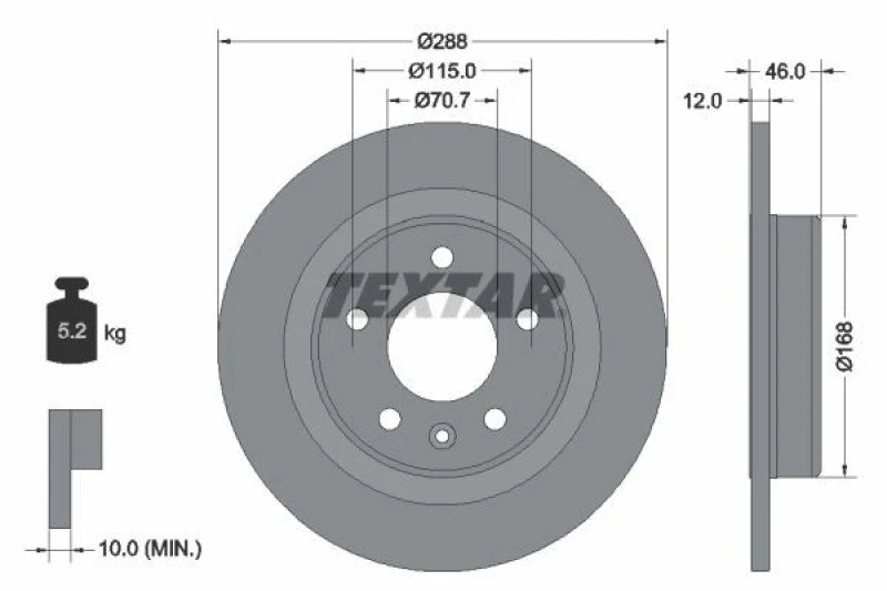 Image of Brake disc TEXTAR 92314603