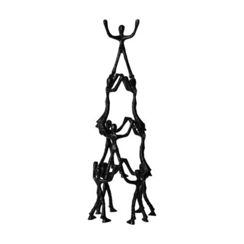 Image of Buttercup Farm Tower Of Humans Sculpture - Aluminium - L20.5 X W20.5 X H62cm - Black