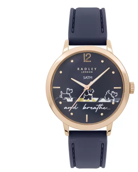 image of Radley RY21612 Yoga Dog Blue Dial Blue Silicone Strap Watch