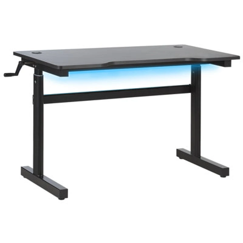 Image of Beliani Manual Adjustable Gaming Desk Durbin Black 120 Cm 60 Cm RGB Led