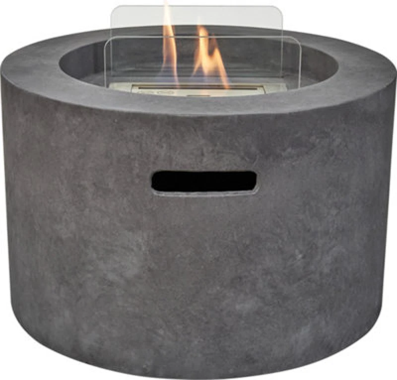 Image of Field & Flame Acacia Bio Ethanol Fire Pit In Dark Concrete Grey