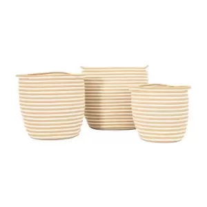 image of Gallery Interiors Set of 3 Bindi Striped Basket in Black