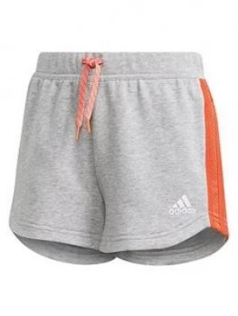 Image of Boys, adidas Junior Girls Athletics Bold Short - Grey Red, Grey/Red, Size 11-12 Years