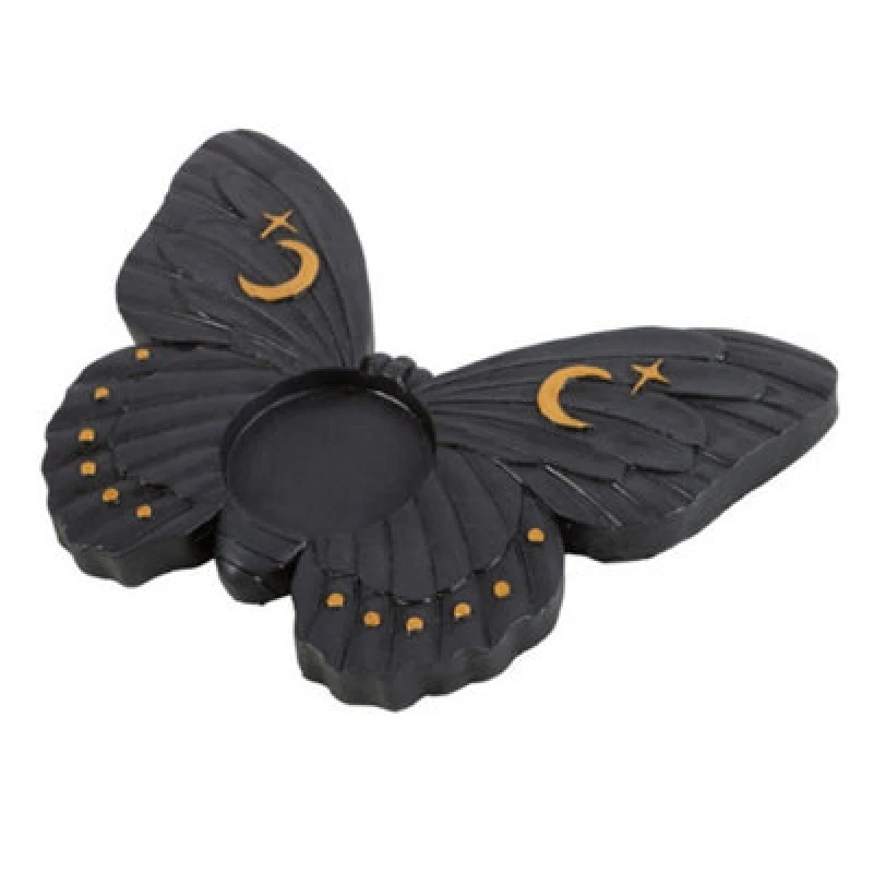 Image of Something Different Something Different Moth Tealight Holder in Black One Size Unisex 5063425345069