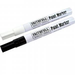 image of Faithfull Paint Marker Pen Black / White Pack of 2