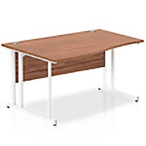 Image of Impulse 1400 Left Hand White Cantilever Leg Wave Desk Walnut
