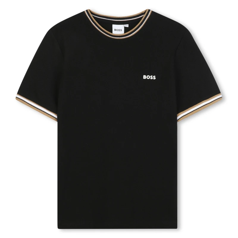 Image of Boss Kids Pique Short-Sleeve T-Shirt, Regular Fit Black male 8Y