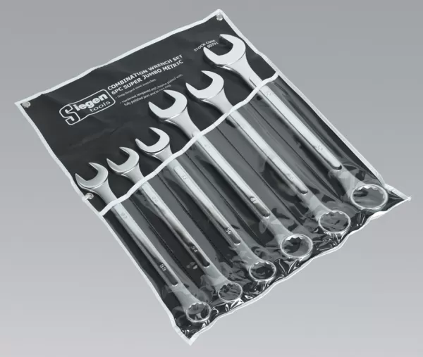 image of Genuine SEALEY S0751 Combination Spanner Set 6pc Super Jumbo Metric