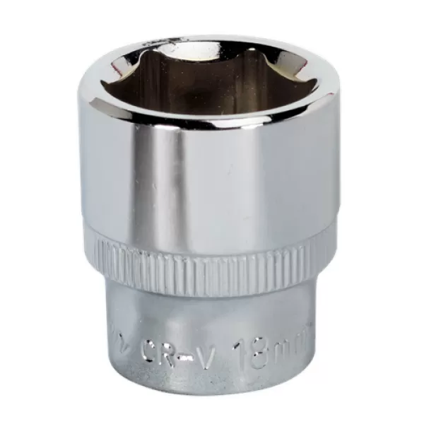 image of Genuine SEALEY SP3818 WallDrive&#174; Socket 18mm 3/8Sq Drive Fully Polished