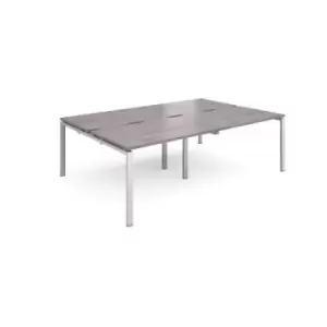 Image of Adapt double back to back desks 2400mm x 1600mm - silver frame, grey oak top