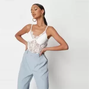 Missguided Lace Trim Bodysuit - White