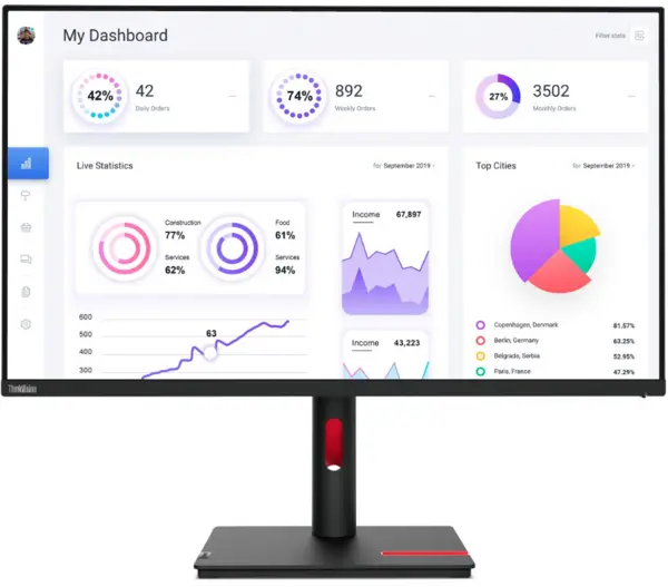 Image of Lenovo ThinkVision T32p-30 31.5" 63D2GAT1UK 4K Ultra HD LED Monitor