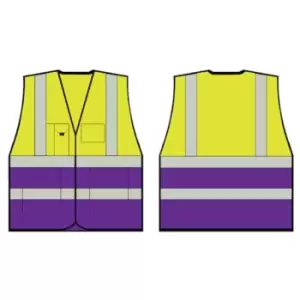 Image of B-Seen TWO TONE EXECUTIVE WAISTCOAT SAT YELLOW/PURPLE LGE