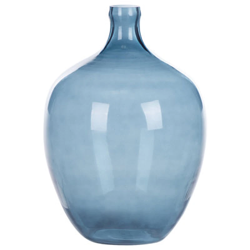 Image of Beliani Flower Vase Roti Glass 39cm Blue