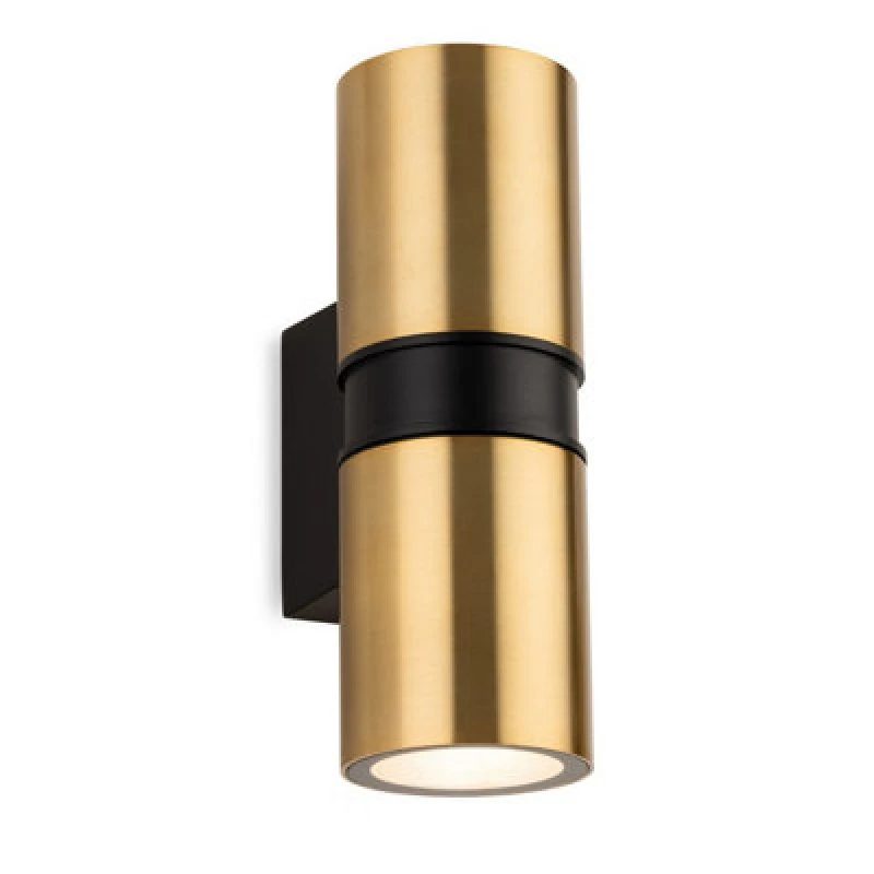 Image of Luminosa Lighting Luminosa Hampton Up Down Wall Light Brushed Brass 2Xgu10 Ip54