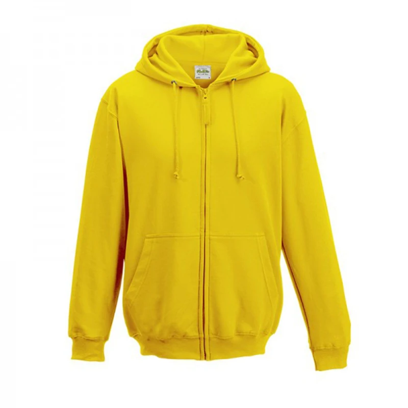 Image of AWDis AWDis Men Plain Hooded Full Zip Hoodie Zoodie in Yellow Size: large Yellow L Male 5054171854035