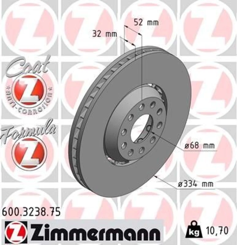 Image of ZIMMERMANN Brake disc ZIMMERMANN 600.3238.75