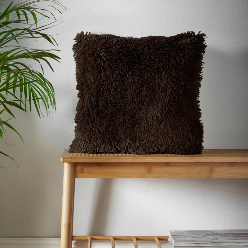 Image of Catherine Lansfield Cuddly Filled Cushion 45cm x 45cm Chocolate