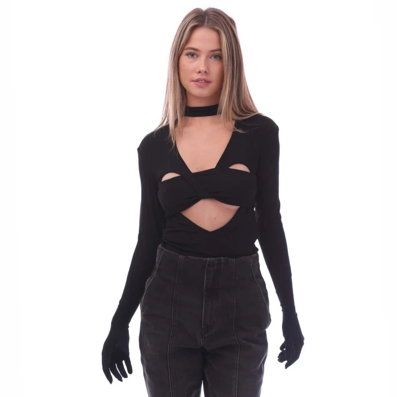 Image of Ambush Heart Shaped Gloves Bodysuit - Black 8