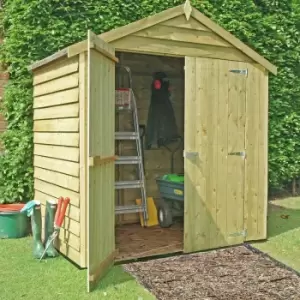 image of Shire Pressure-Treated Overlap Shed with Double Doors - 4 x 6