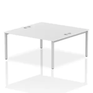 image of Impulse Bench B2B 2 Person 1600 Silver Frame Office Bench Desk White