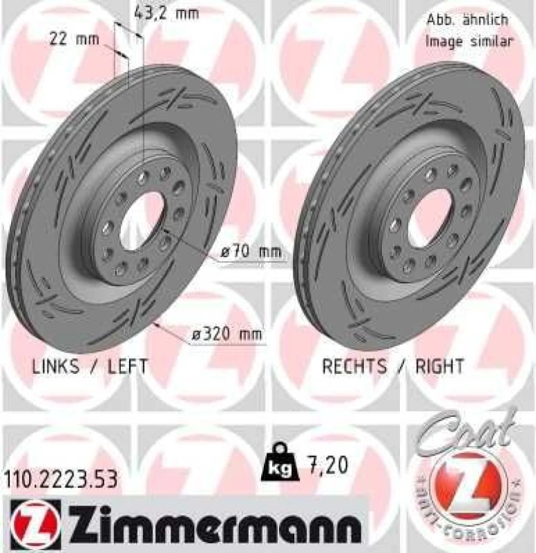 Image of ZIMMERMANN Brake disc ZIMMERMANN 110.2223.53