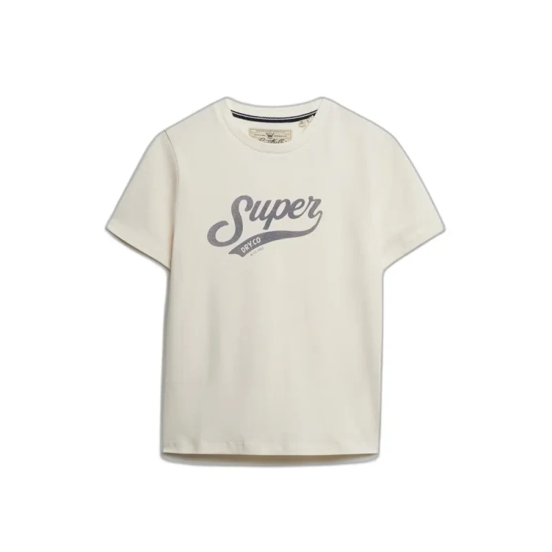 Image of Superdry Womens T-Shirt Superdry Varsity Script Beige Female S