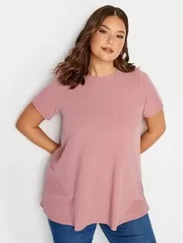 Image of Yours Rib Swing T-Shirt Pink Dust, Pink, Size 30-32, Women