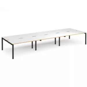 image of Bench Desk 6 Person Rectangular Desks 4800mm White/Oak Tops With Black Frames 1600mm Depth Adapt