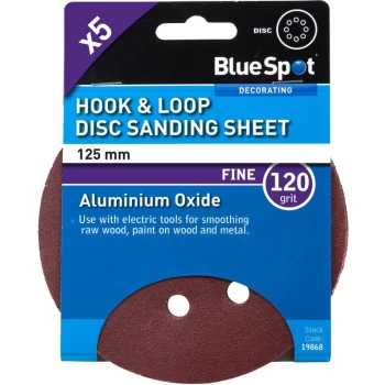 Bluespot - 19868 125mm 5 Pack 120 Grit Sanding Disc