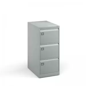 image of Steel 3 drawer executive filing cabinet 1016mm high - silver